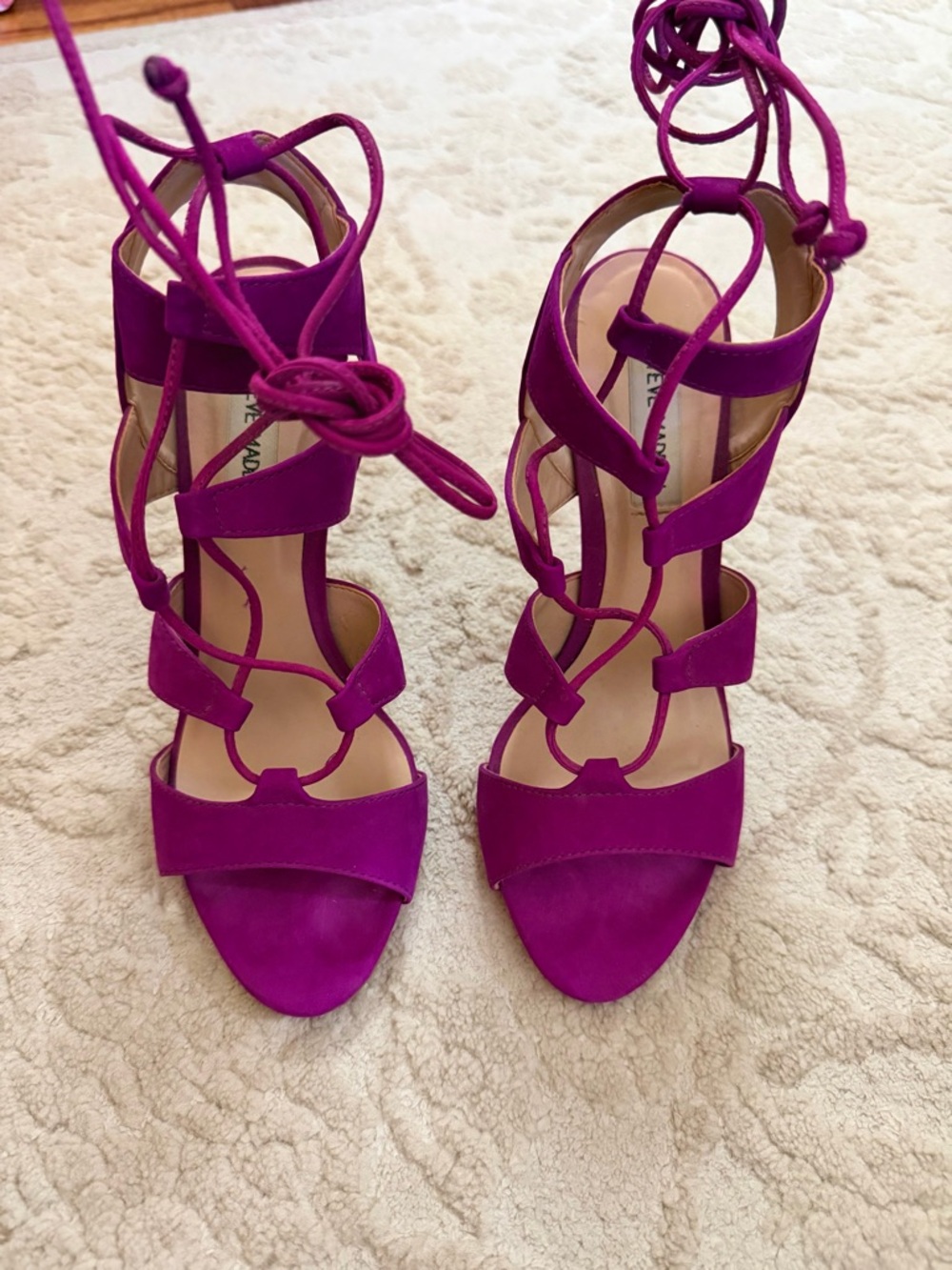 Fuchsia Steve Madden Lace-Up Strappy High Heel Sandals Size 7.5